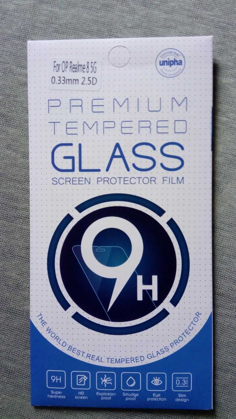 Загартоване захисне скло для Realme 8 5G. 9H, 2.5 D. Защитное стекло.