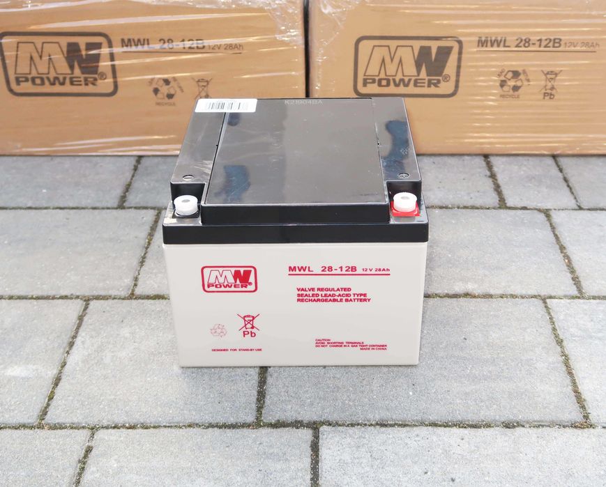 Akumulator 12V 28Ah AGM MWL28-12B – NOWY – do kampera, łodzi, alarmu