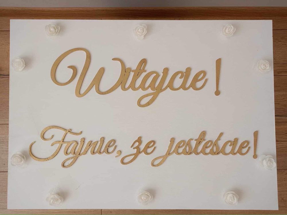 Tablica powitalna handmade ślub wesele Witajcie fajnie że jesteście !