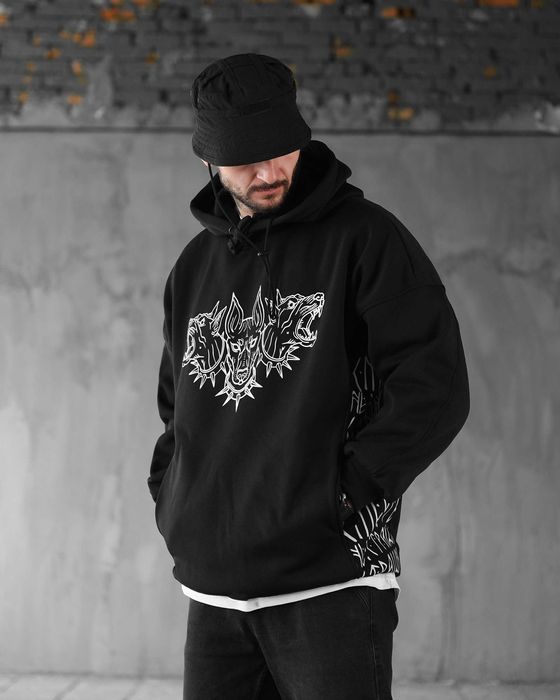 Стильне чоловіче худі “Doberman” на флісі  оверсайз, Без передоплати!