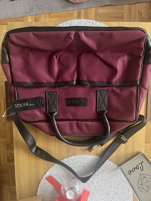 Nowa Męska torba na laptopa bordowa Solier S23 produkt Polski