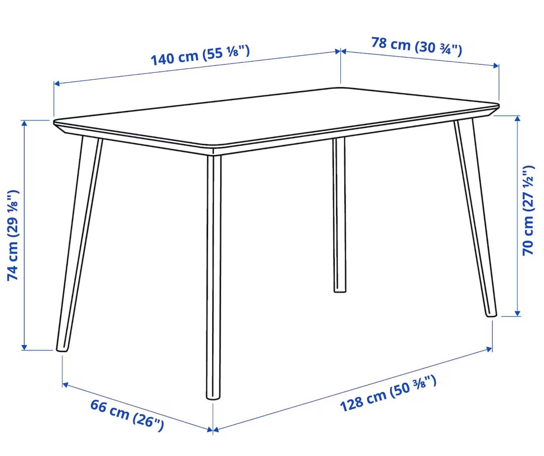 Stół IKEA Lisabo 140cm x 78cm 74cm - jesion