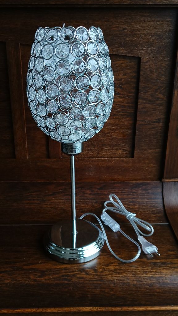 Nowa srebrna LAMPKA glamour w kryształy z kryształkami Lumero Lighting