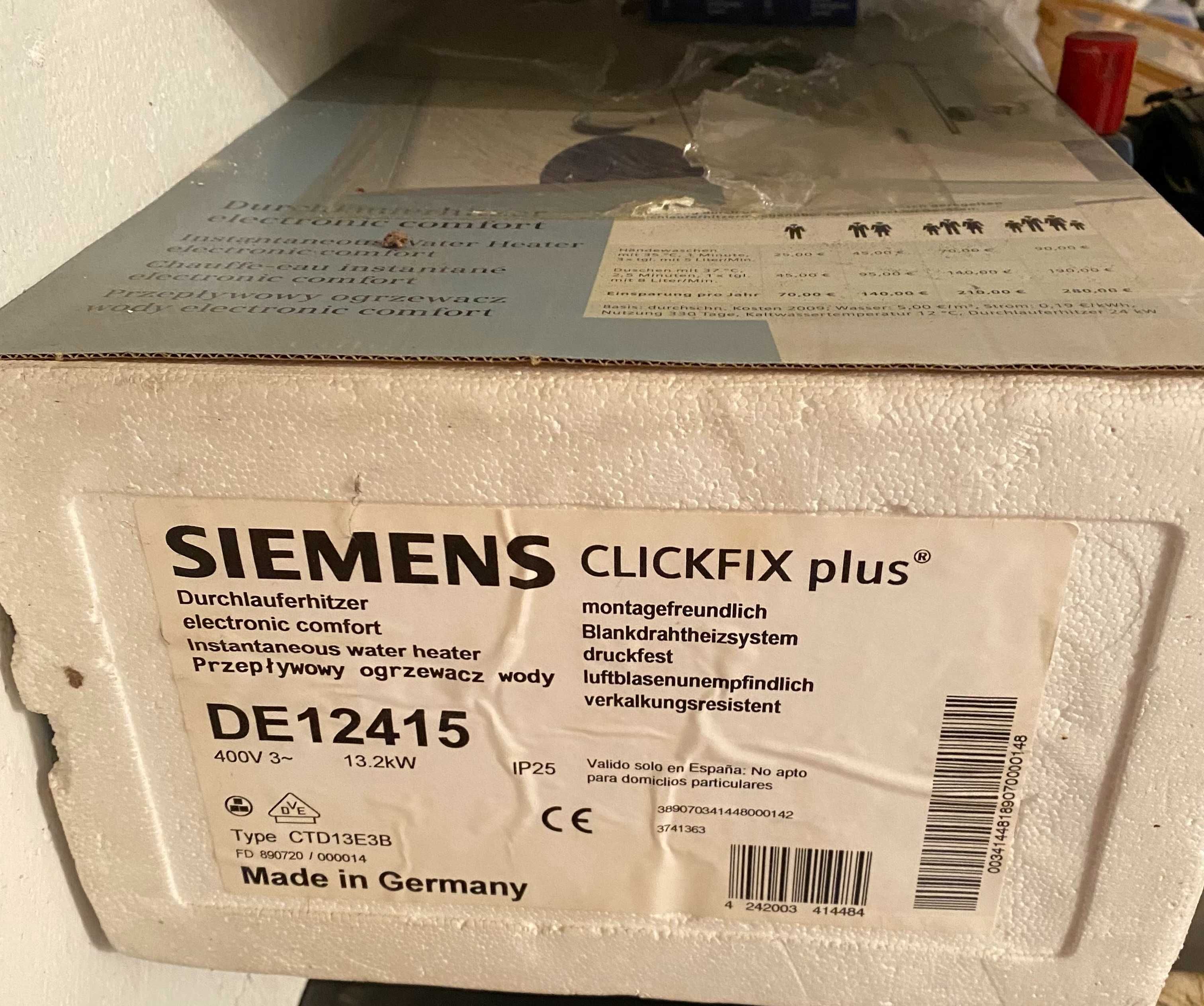 Przepływowy podgrzewacz Siemens De 12415