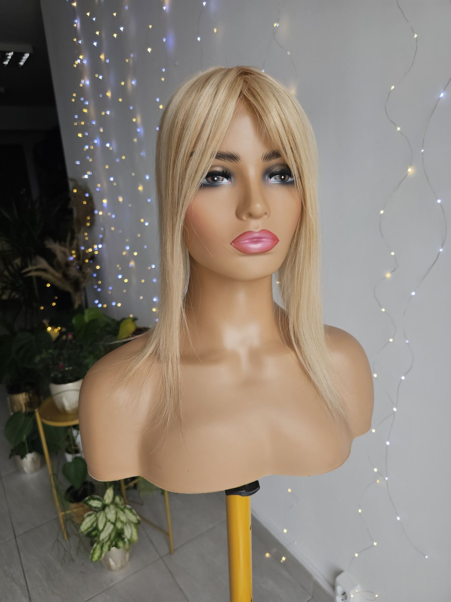 Tupet topper z włosów naturalnych Magda blond refleksy 45cm