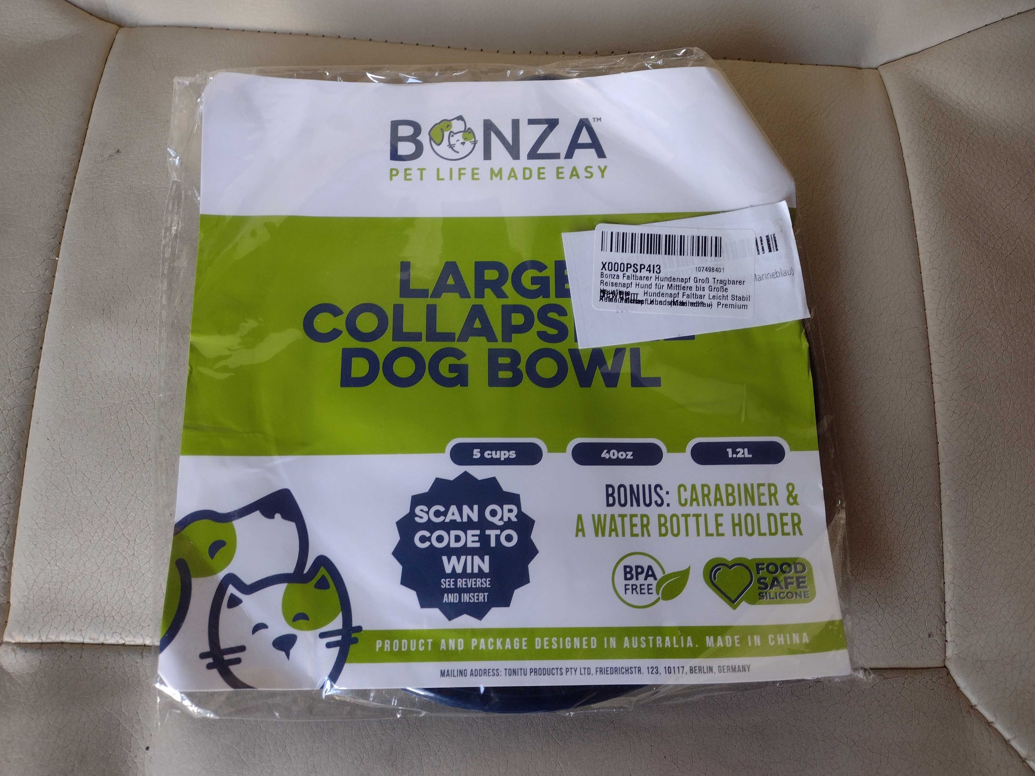 Bonza Duża składana miska dla psa 1200 ml