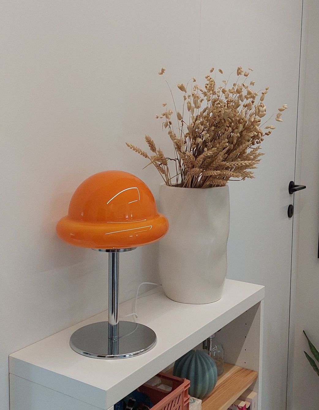 Lampa LED grzybek pomarańczowa flowerbud skandynawska retro szklana
