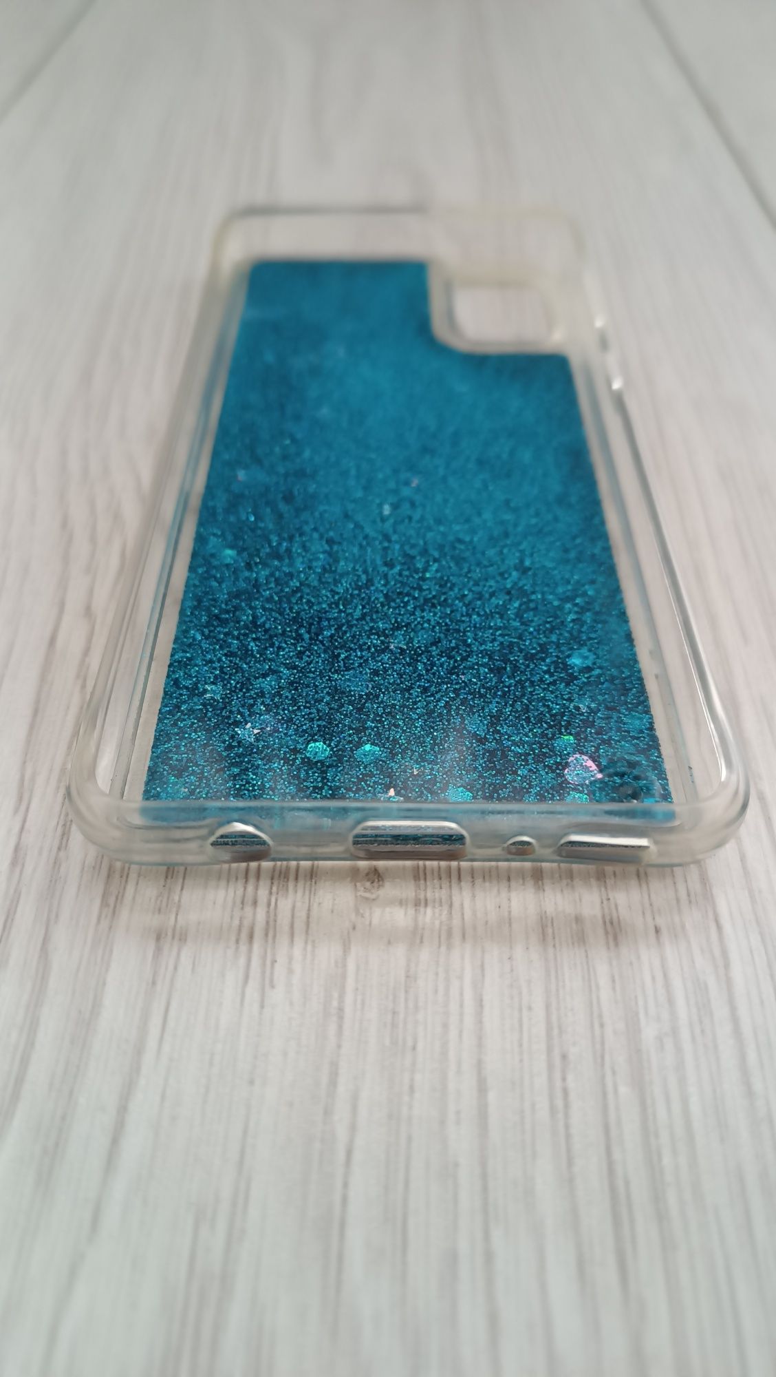 Чехол аквариум для Samsung Galaxy A41 (синие блески)