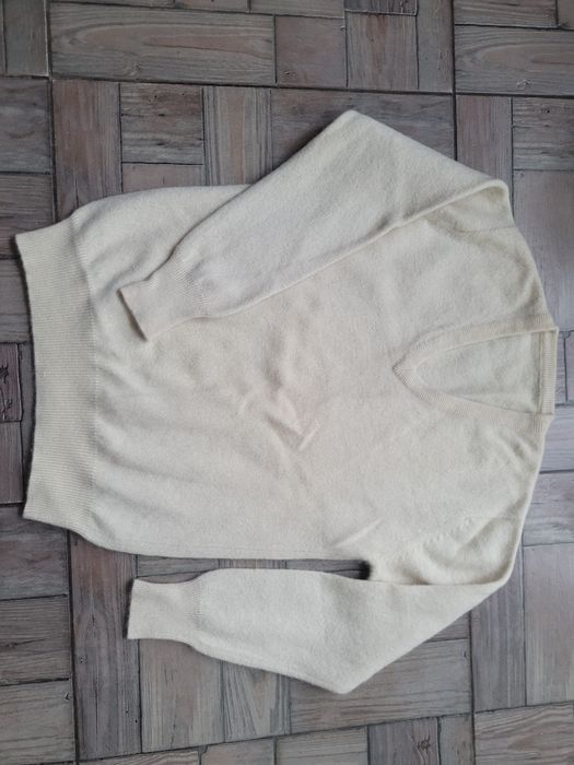 Sweter r S M kaszmir wełna termiczna niebarwiona cashmere