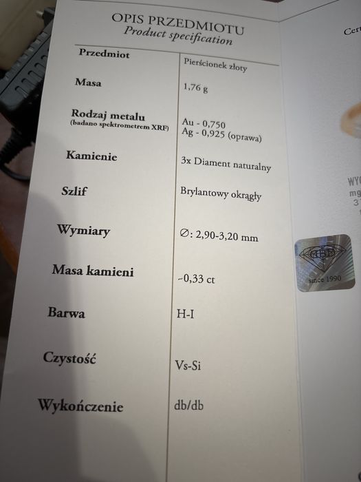 Pierścionek złoty Angielski 18k Au750 Vintage z diamentami