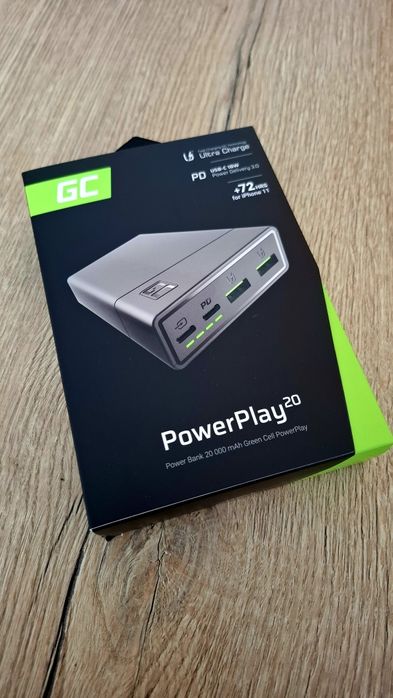 Powerbank Green Cell 20000mAh PowerPlay20  (USB C, PD 18W, Q.C. 3.0)