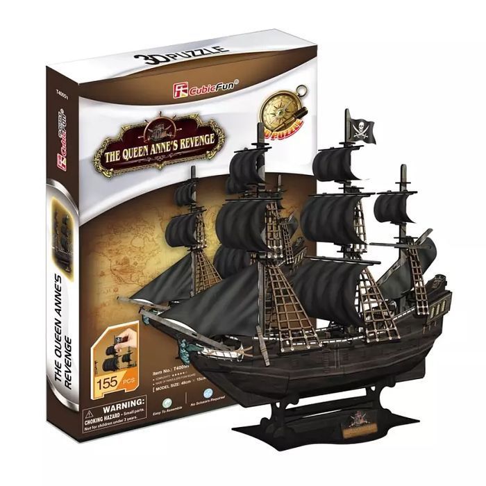 Puzzle 3D 155 elementów. Okręt Zemsta Królowej Anny. Cubicfun