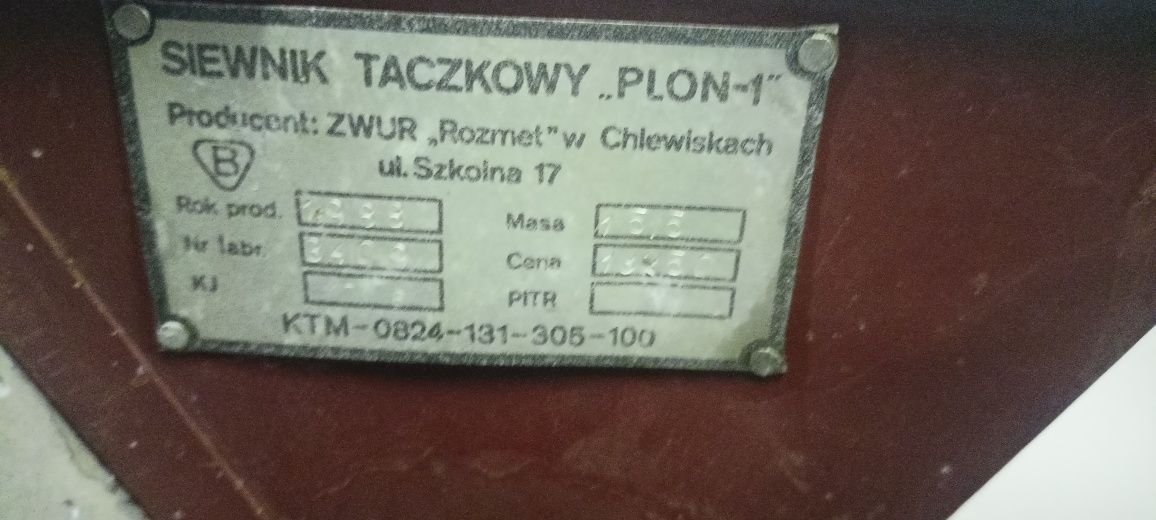 Siewnik tarczowy plon. 1.