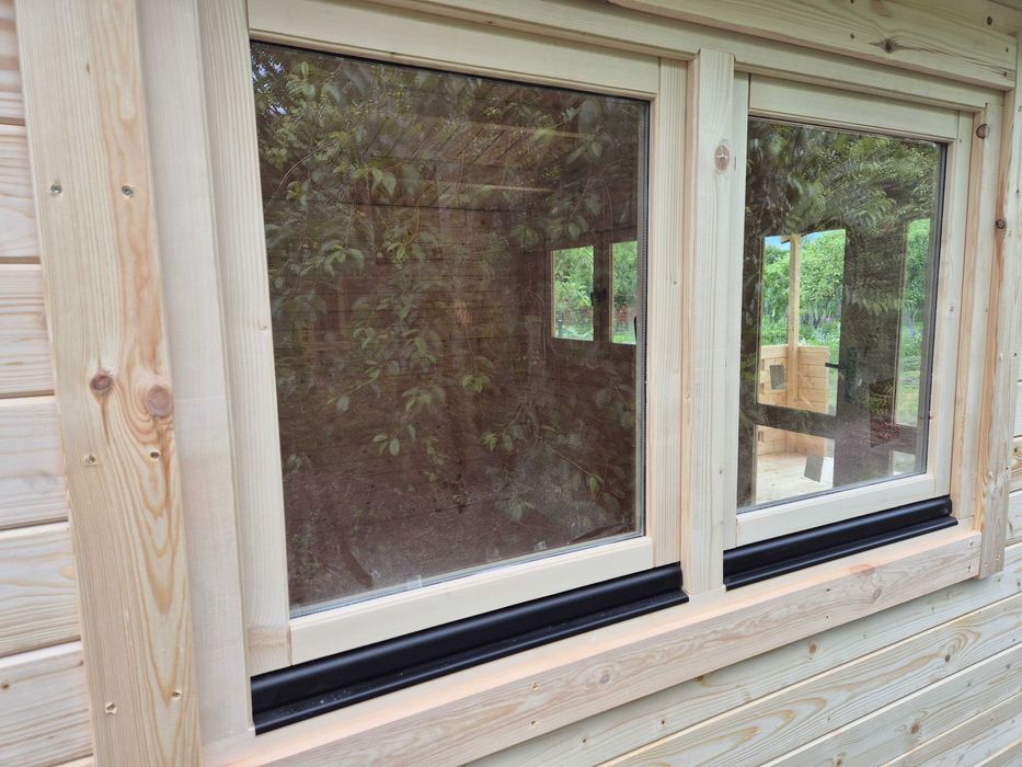 od RĘKI piękny domek drewniany + TARAS* 7m x 4m*28 m2 *SCIANY aż 45 mm