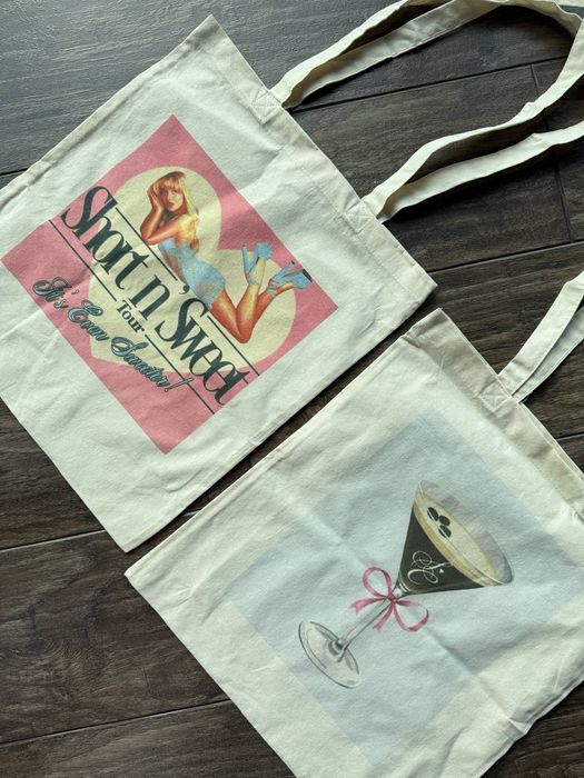 2 torby tote bags Sabrina carpenter beige cotton bawełna bawełniane
