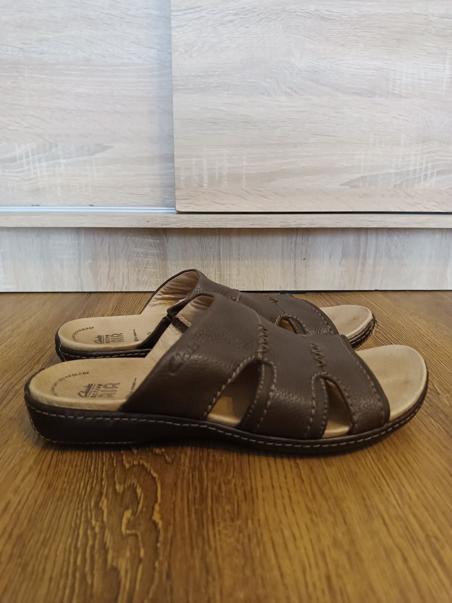 Шлепанцы Clarks,кожа,р.44,