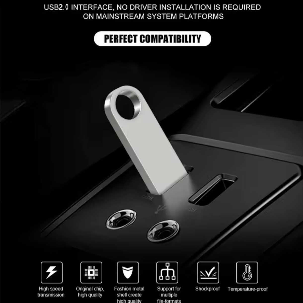 НОВАЯ Металлическая Флешка-брелок 64 ГБ USB флеш-накопитель из металла