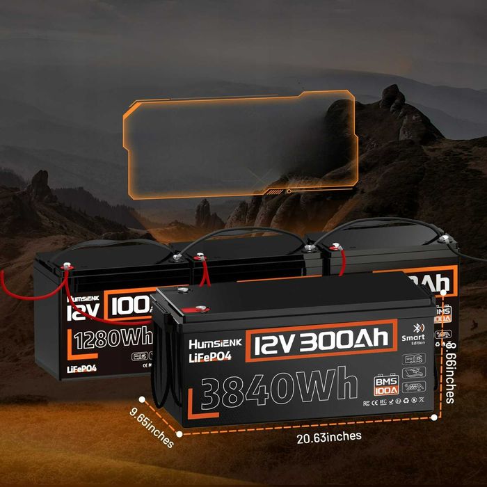 Акумулятор LiFePo4 Humsienk 12V 300Ah. Літій-залізо-фосфатний 3840Wh