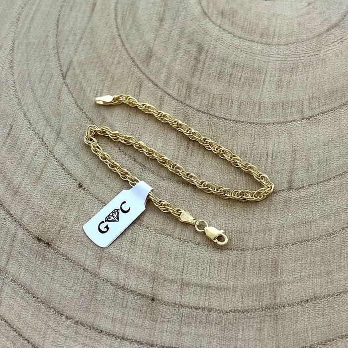 Złota Bransoletka Damska Splot Kordel Srebro Próba 925 Pozłacana 20 cm