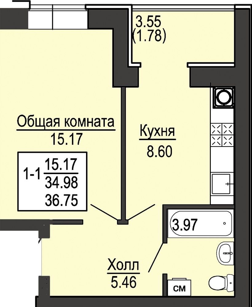 Дом Сдан с Документами. 1ком.37,3м2 Без комисии!