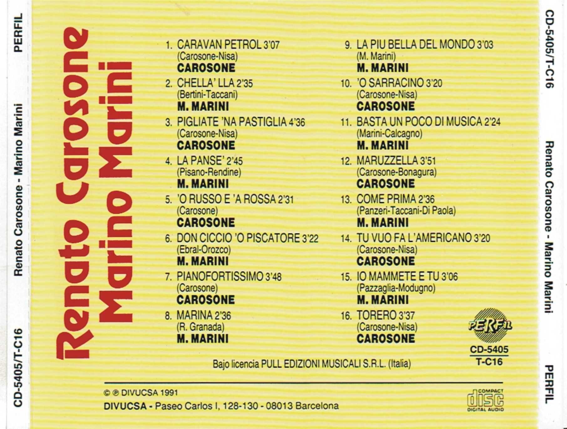 Renato Carosone, Marino Marini ‎– Grandes Éxitos - 1991