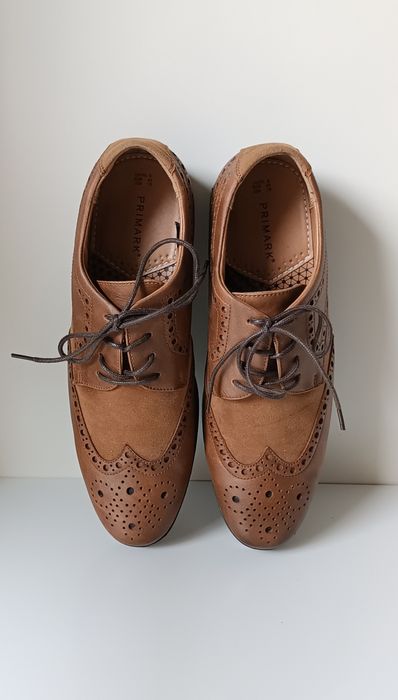 Super buty półbuty męskie brązowe sznurowane oxfordy mokasyny jesień43
