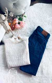 ZARA Klasyczny zestaw kremowy sweterek + jeansy styl Basic Roz. 36(S)