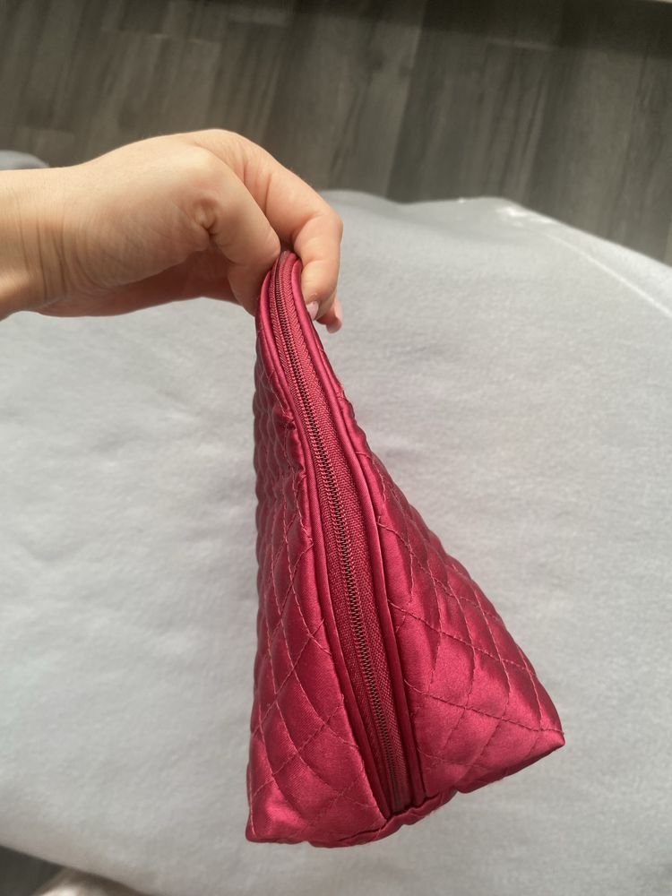 Topchoice nowa bordowa kosmetyczka pojemna nylon
