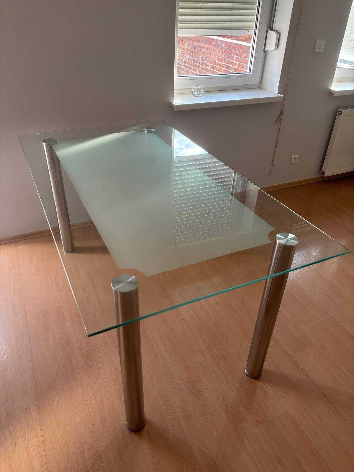Nowoczesny Stół Szklany 160x90cm - Elegancki, Chromowane Nogi
