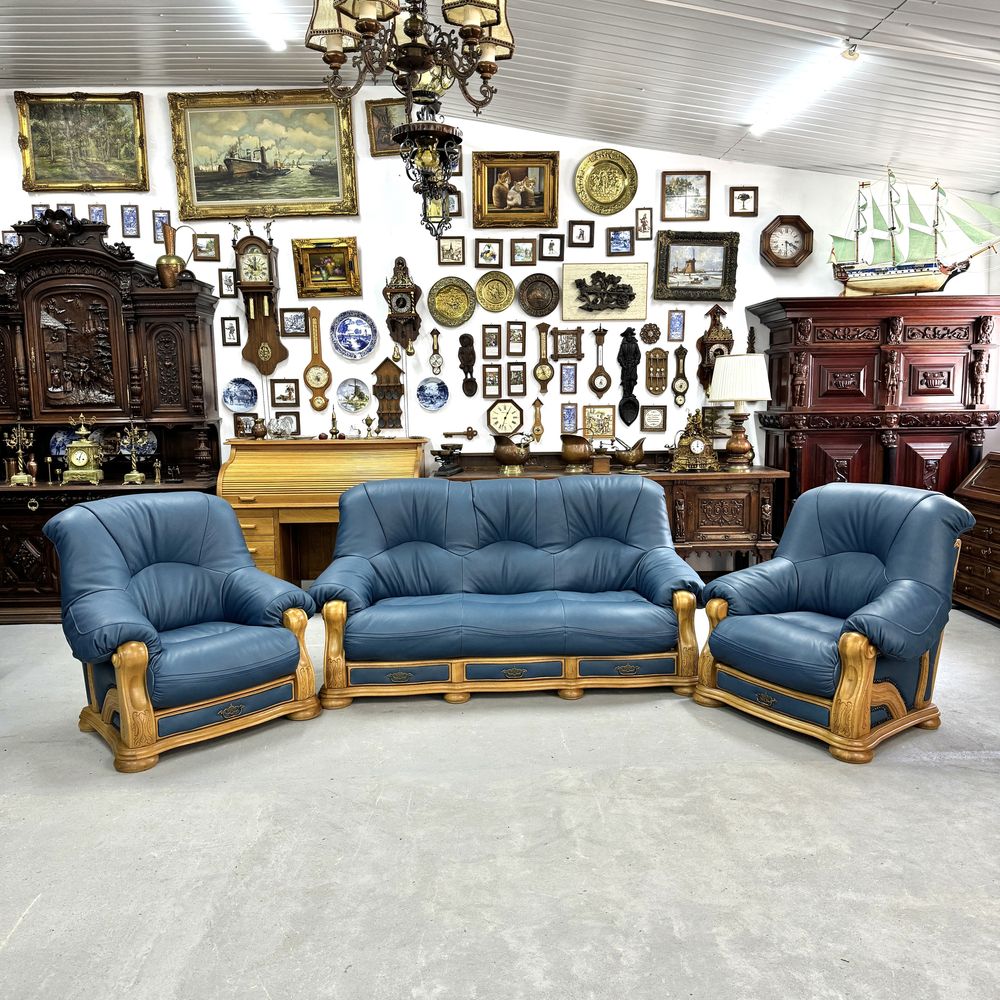 НОВЫЙ Кожаный комплект 3+1+1 шкіряний диван Мебель из Голландии