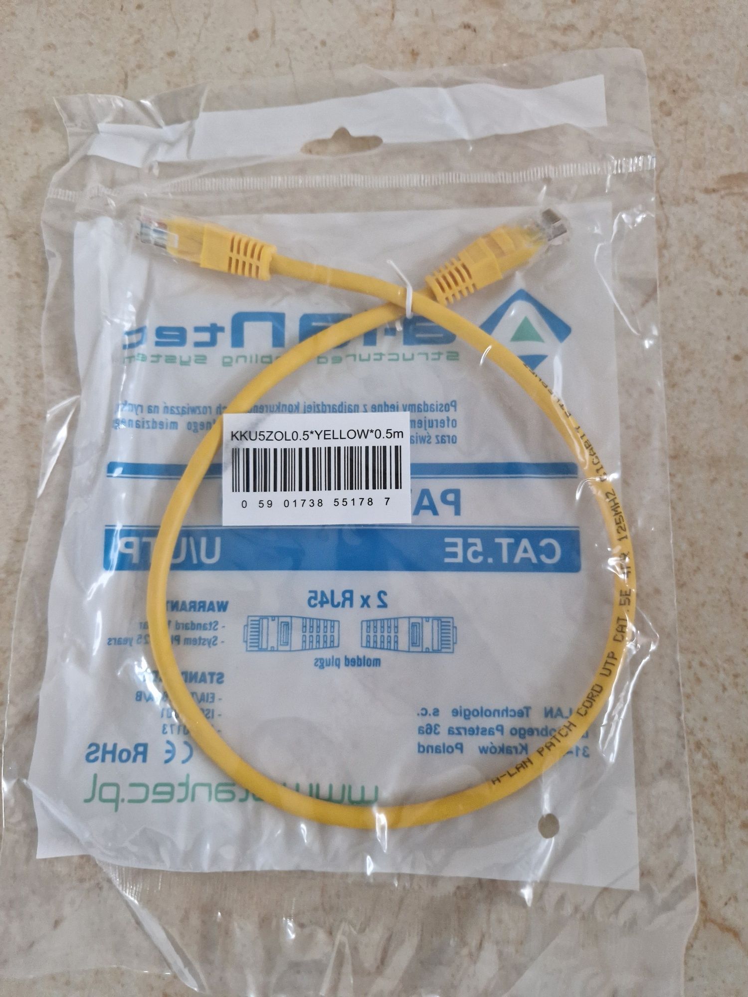Kabel sieciowy internetowy LAN RJ45 0,5 mb