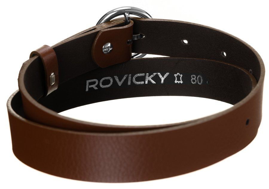 połyskujący, skórzany pasek damski  okrągłą klamrą - rovicky 90