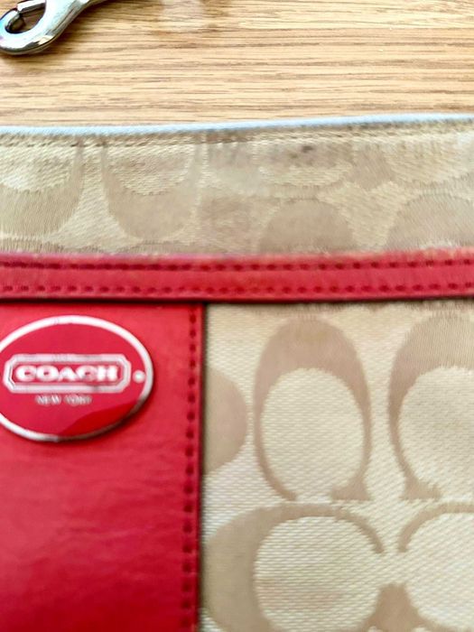 Mala Pouchette Crossbody Coach Bege e Vermelha