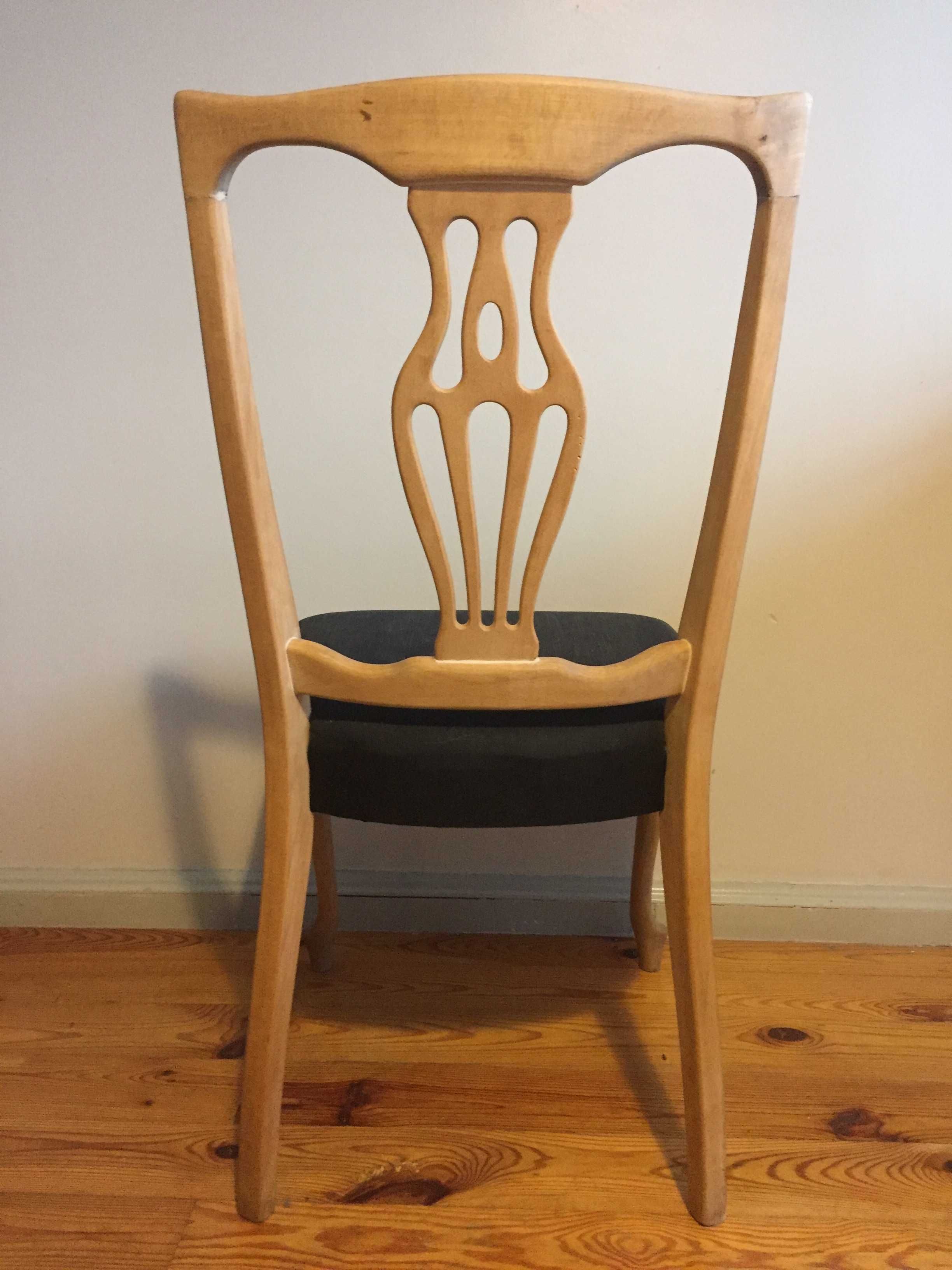 Krzesła shabby chic drewniane czarny len po renowacji stare ANTYKI