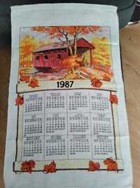 Makatka ściereczka kalendarz 1987 len prl