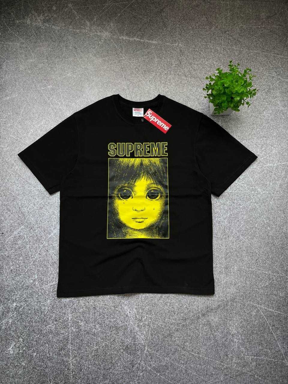 Чорна Футболка Supreme з бірками (Супрім)