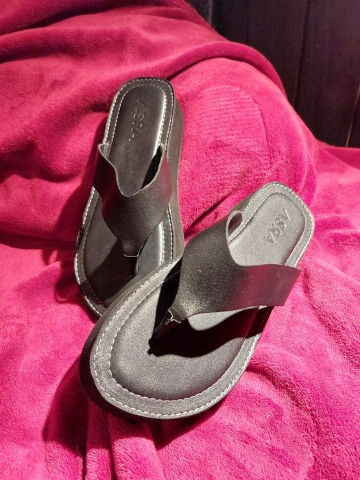 ASRA skórzane japonki 37 38 czarne skóra platformy NOWE 360 PLN