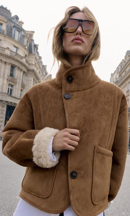 Zara трендова двостороння дублянка , нова колекція