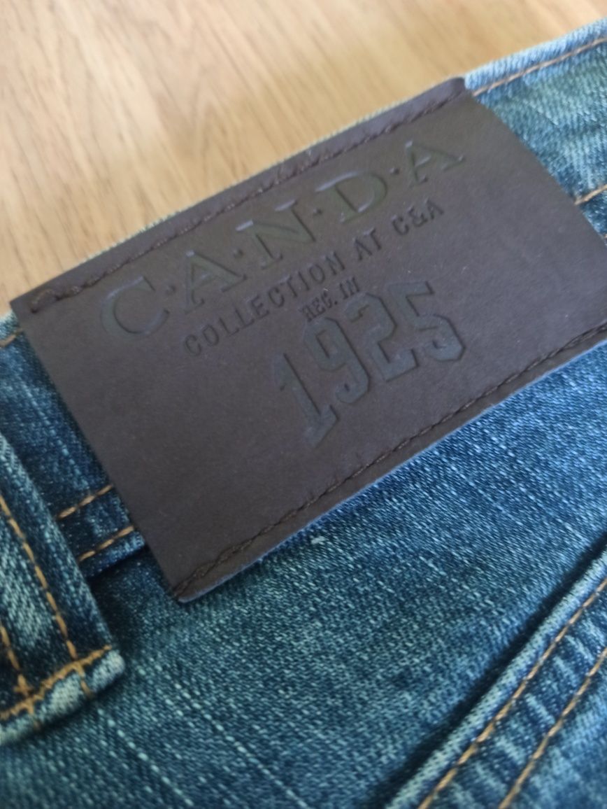 Spodnie jeansy męskie niebieskie duże 6XL pas 139 cm Canda nowe bez me