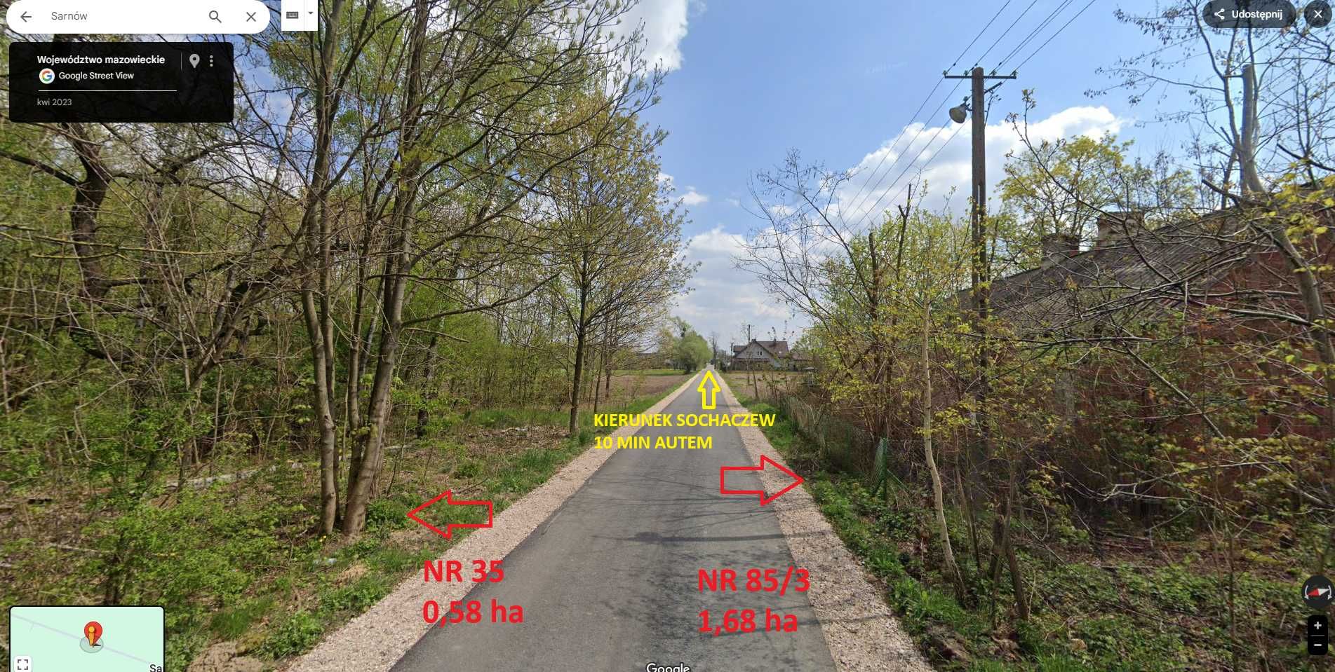 Sprzedam bezpośrednio działki 0.58ha + 1.68ha obręb Sarnów Gmina Rybno