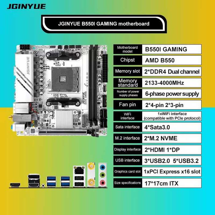 Материнська плата AM4 | JGINYUE B550I GAMING Mini-ITX