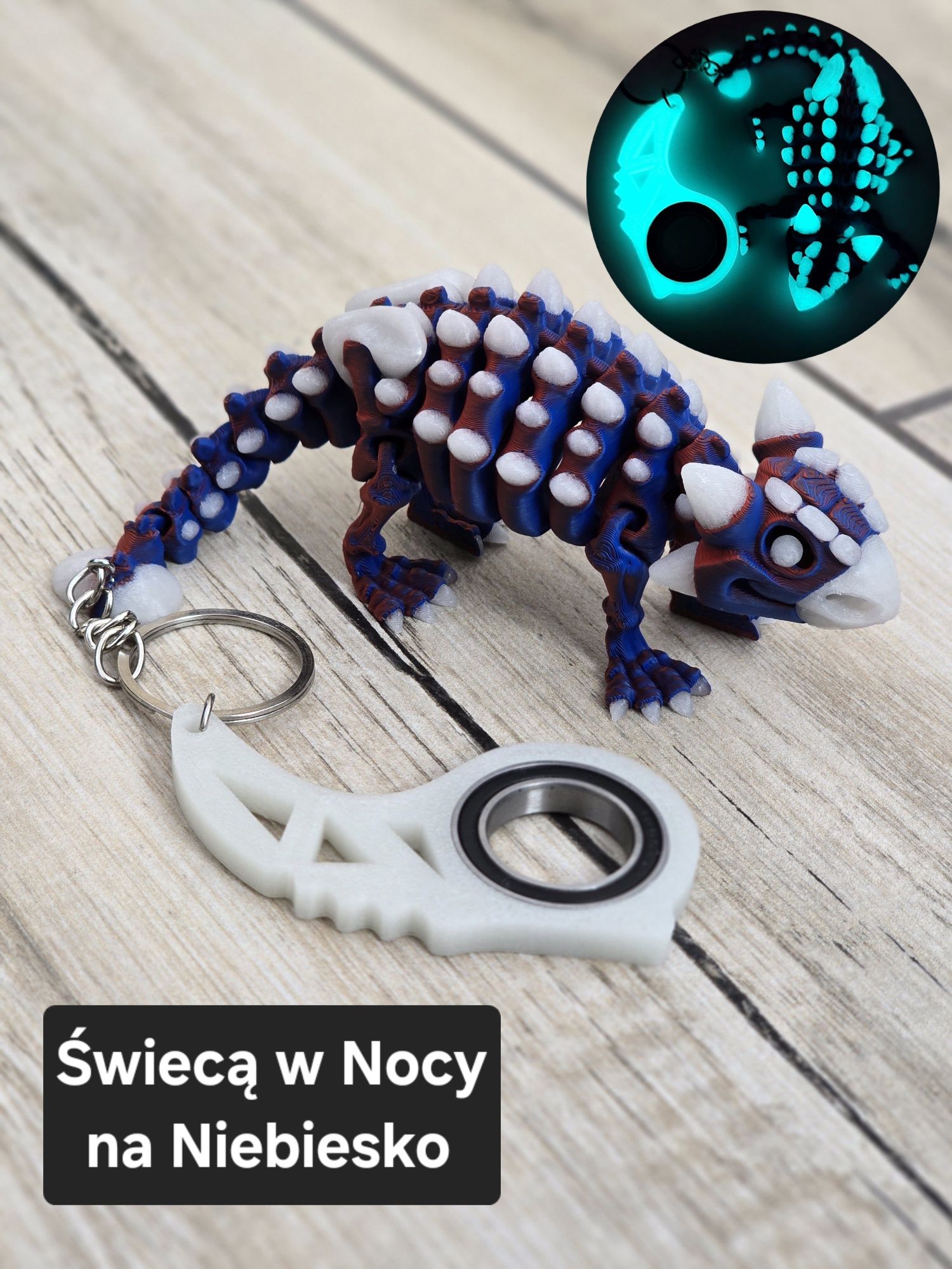 Świecący Keyspinner + Ankylozaur 2w1- KeyRambit KeyFlipper Druk3d