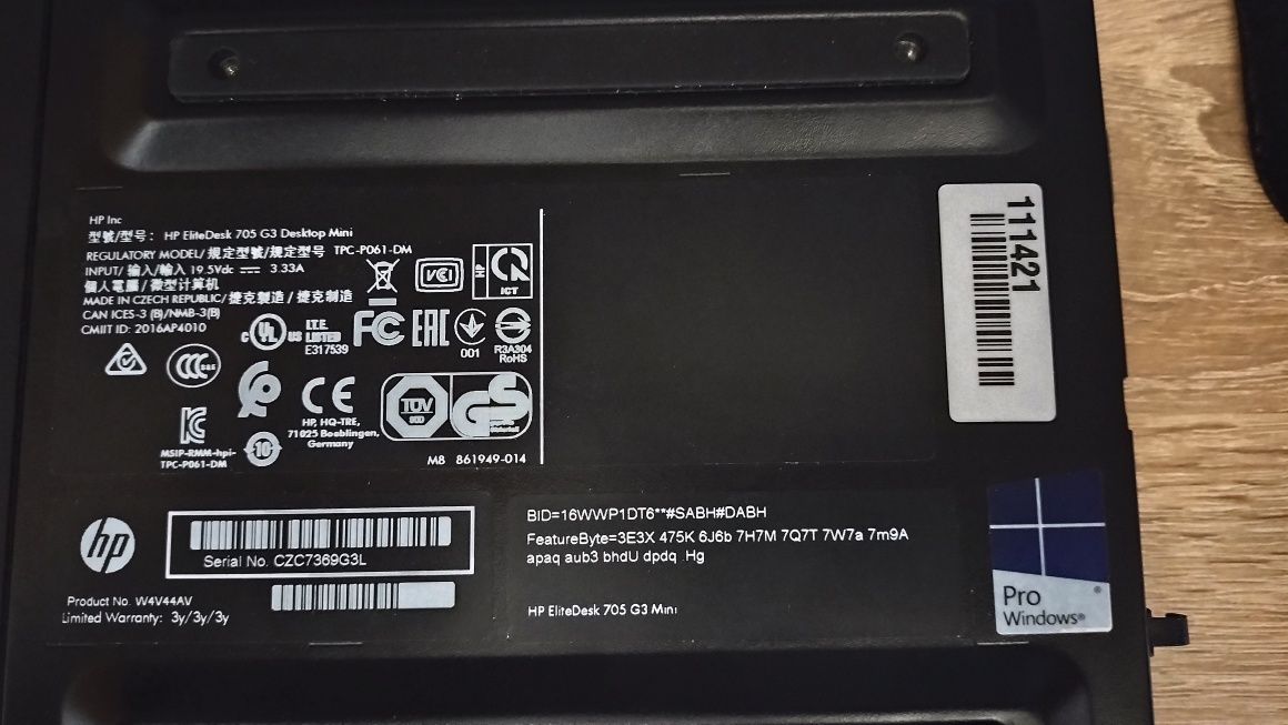 Mini Komputer HP 705 G3 AMD A10-9700E 16GB DDR4 120GB SSD Win10pro
