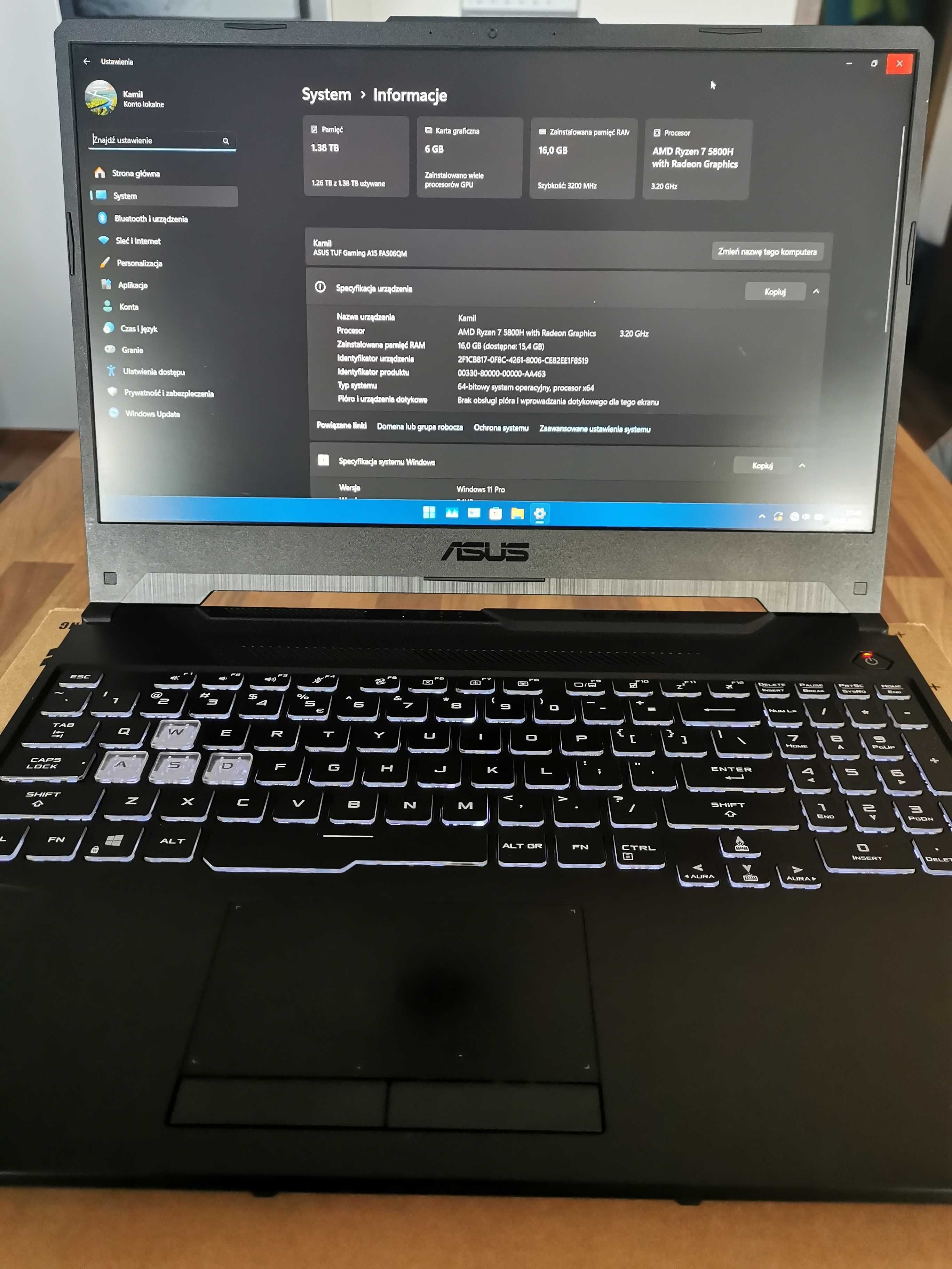 Asus TUF A15 RTX 3060 Razen 7