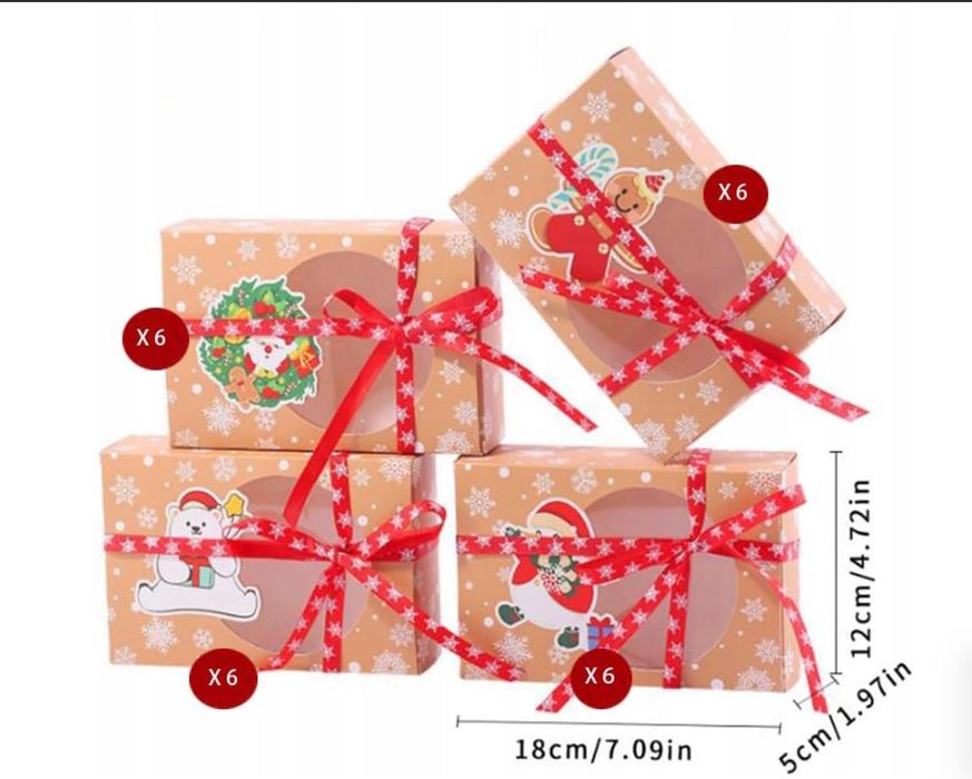 Pudełko świąteczny z okienkiem Zestaw 24-częściowy ze wstążkami