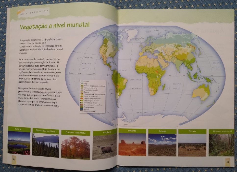 "Sem Fronteiras - Geografia 7º Ano" Manual + Atlas - Como NOVOS!