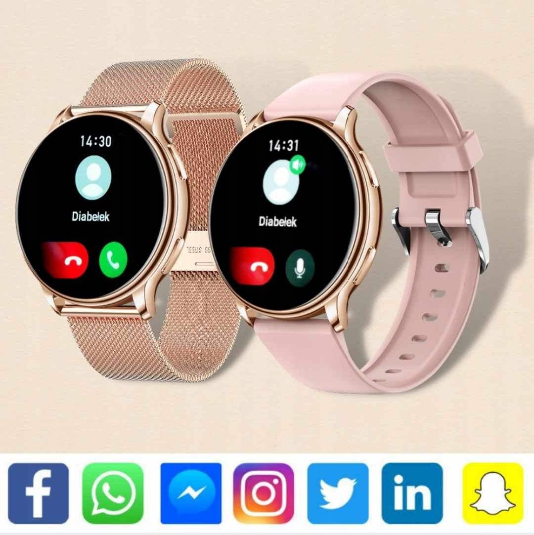 SMARTWATCH elegancki zegarek damski-rozmowy ciśnienie POLSKIE MENU