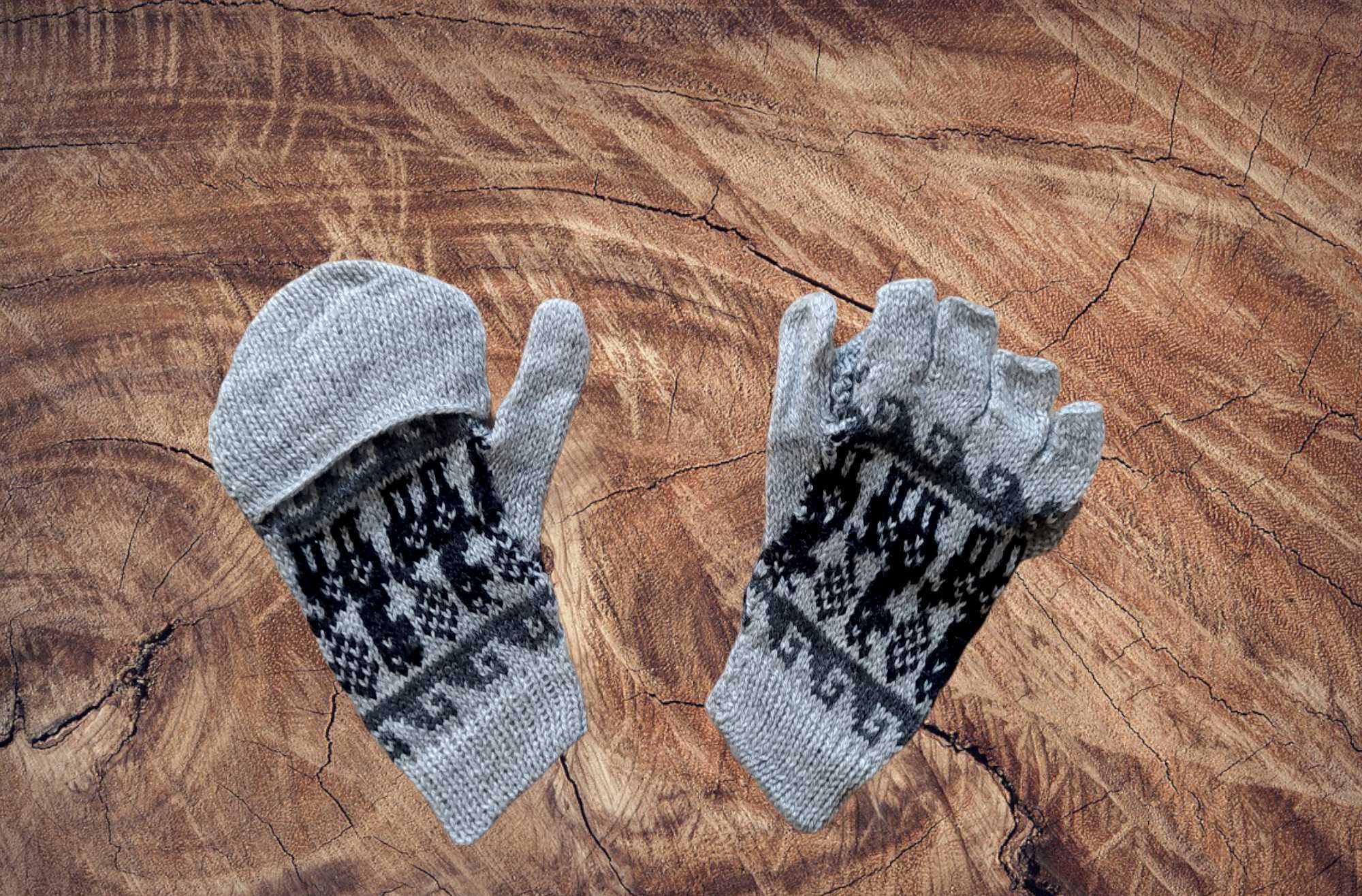 Rękawiczki z alpaki. Handmade Peru.
