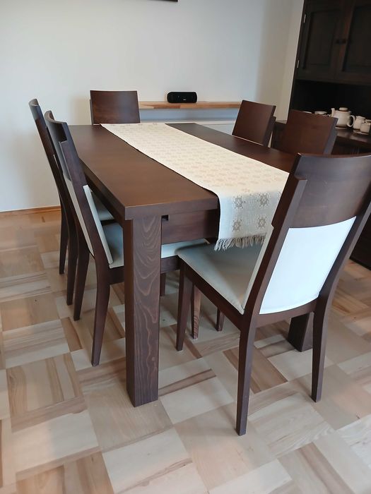 Stół do jadalni rozkładany 90x140/210 i 6 krzeseł