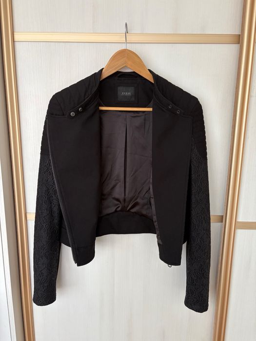 Оригинальная куртка Guess ветровка пиджак с кружевом косуха бомбер